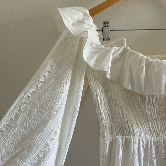 NWT Choosy White Endless Summer Eyelet Off the Shoulder Mini Dress Size Medium - Picture 7 of 15